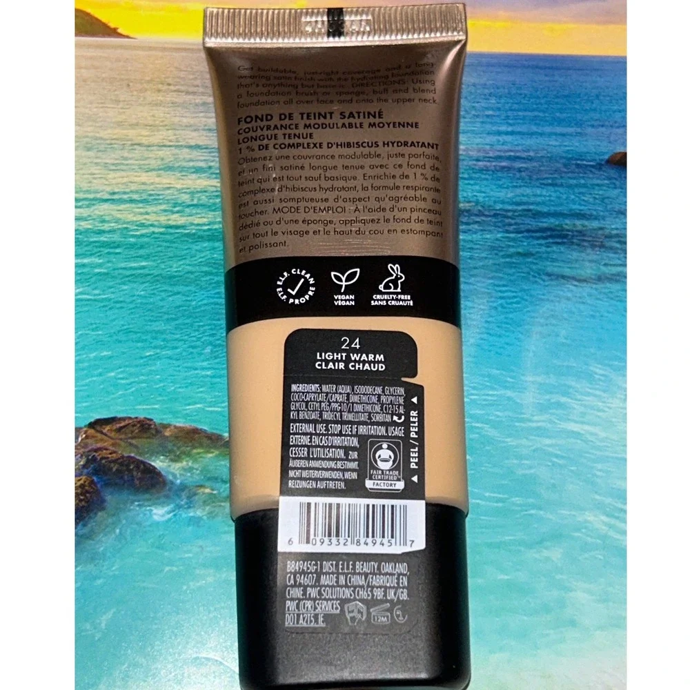 e.l.f.‎ Soft Glam Satin Foundation 24 Light Warm Medium Buildable Coverage 1oz
